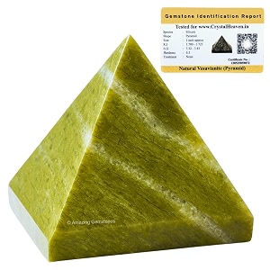 certified vesuvianite pyramid - 1534 inch crystal pyramid for positive energy vastu reiki feng shui and chakra healing energy balancing