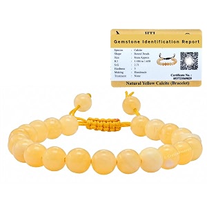 certified yellow calcite bracelet for women men with healing crystal