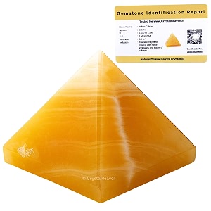 certified yellow calcite pyramid - 1534 inch crystal pyramid for positive energy vastu reiki feng shui and chakra healing energy balancing