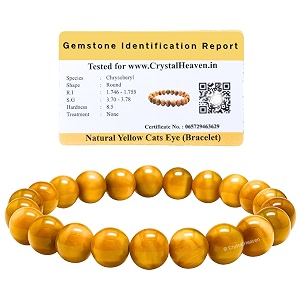 certified yellow cats eye bracelet for women men with healing crystal