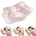 Cervical Neck Pillow for for Neck Support,Ergonomic Memory Foam Contour Pillow with Wrinkle-Resistant Silky Satin Fabric Cover,Orthopedic Bed Pillow for Side,Back,Stomach Sleepers,Pink