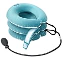 S Cervical Neck Traction Device for Neck Pain Relief - Inflatable Neck Stretcher Traction Collar for Neck Decompression - Best Home Use Neck Brace Pump (Blue Plush)
