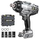 Cerycose 3/4" Cordless Impact Wrench Compatible with DeWalt 20V Battery, 1850 Ft-lbs (2500N·m) High Torque Brushless Impact Driver, 4 Sockets &amp; Carrying Case, Heavy Duty for Trucks, Cars &amp; Mowers