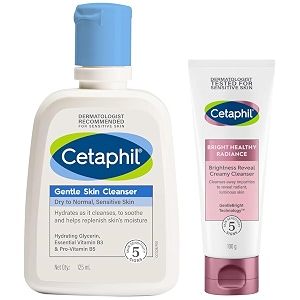 cetaphil brightness reveal creamy cleanser - 100 gamp face wash by cetaphil gentle skin cleanser for dry to normal sensitive skin - 125 ml