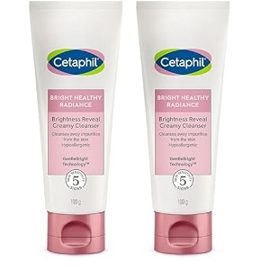 cetaphil brightness reveal creamy cleanser - 100 g brightening face wash for uneven skin tone niacinamide sea daffodil fragrance free dermatologist recommended pack of 2
