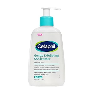 cetaphil gentle exfoliating sa cleanser 236ml  foaming gel face wash with salicylic acid mandelic acid amp gluconolactone  gently exfoliates amp improves texture  dermatologist recommended brand