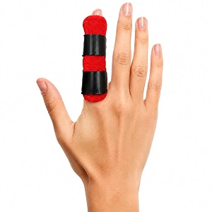 cetaplast premium neoprene finger splint with adjustable stabilizing strap - original finger straightener amp support brace for broken sprained swollen fingers arthritis amp tendinitis red