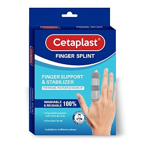 cetaplast premium neoprene finger splint with adjustable stabilizing strap - original finger straightener amp support brace for broken sprained swollen fingers arthritis amp tendinitis light grey