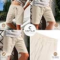 CETLO Men39s Cotton Linen Casual Shorts 