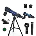 Cezo Telescope for Kids & Adults, 50mm Aperture Astronomical Refractor Telescope for Astronomy Beginners (18X-28.8X), 360mm Portable Scope with Tripod Stand and Mobile Holder (50-MM)