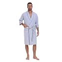 CF Men's 100% Cotton Robes Lightweight Bathrobe Soft Short Sleeve Bath Robe