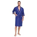 CF Men's 100% Cotton Robes Lightweight Bathrobe Soft Short Sleeve Bath Robe