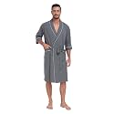 CF Men's 100% Cotton Robes Lightweight Bathrobe Soft Short Sleeve Bath Robe