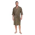 CF Men's 100% Cotton Robes Lightweight Bathrobe Soft Short Sleeve Bath Robe