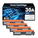 30A Toner Cartridge Black CF230A Replacement for HP 30A 30X CF230X 4 Pack