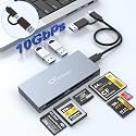 CFexpress Type B Card Reader, USB 3.2 (Gen 2) 10Gbps Multi CF Express Reader Hub for CFexpress Type B/CF/XD/MS/TF/SD Reader, Aluminum CFexpress Memory Card Reader Read 6 Cards and 2USB Simultaneously