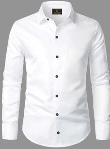 CFILORUX Men Solid Casual White Shirt