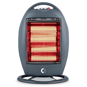 cg beluga 3h 1200w halogen room heater  all new red halogen  3 heat settings  tip over safety switch  noiseless operation  ideal for rooms up to 150 sqft  grey