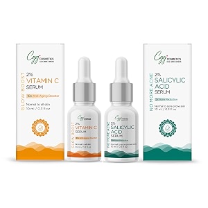 cgg cosmetics ampm anti pigmentation combo - 2 vitamin c amp 2 salicylic acid face serum targets skin for wrinkles fine lines-dry acne prone-10ml