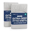 CGK Linens 2 Pack Extra Deep Queen Fitted Sheets - French Grey