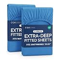 CGK Linens 2 Pack Extra Deep Full Fitted Sheets - Royal Blue
