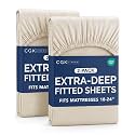 CGK Linens 2 Pack Extra Deep Full Fitted Sheets - Wheat