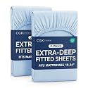 CGK Linens 2 Pack Extra Deep Twin XL Fitted Sheets - Light Blue