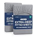 CGK Linens 2 Pack Extra Deep Twin Fitted Sheets - Steel Blue