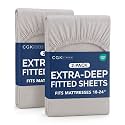 CGK Linens 2 Pack Extra Deep Queen Fitted Sheets - Light Grey