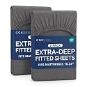 CGK Linens 2 Pack Extra Deep Queen Fitted Sheets - Dark Grey
