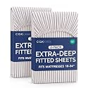 CGK Linens 2 Pack Extra Deep Twin Fitted Sheets - Beige Stripes