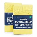 CGK Linens 2 Pack Extra Deep Cal King Fitted Sheets - Yellow