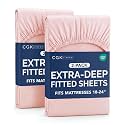 CGK Linens 2 Pack Extra Deep Twin Fitted Sheets - Baby Pink