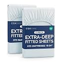 CGK Linens 2 Pack Extra Deep Queen Fitted Sheets - Ice Blue