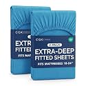 CGK Linens 2 Pack Extra Deep Full Fitted Sheets - Denim Blue