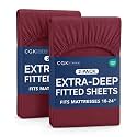 CGK Linens 2 Pack Extra Deep Cal King Fitted Sheets - Burgundy