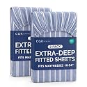 CGK Linens 2 Pack Extra Deep Queen Fitted Sheets - Blue Stripes
