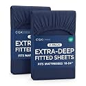 CGK Linens 2 Pack Extra Deep Queen Fitted Sheets - Navy Blue