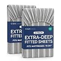 CGK Linens 2 Pack Extra Deep King Fitted Sheets - Grey Stripes