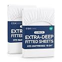 CGK Linens 2 Pack Extra Deep King Fitted Sheets - Antique White