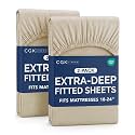 CGK Linens 2 Pack Extra Deep Cal King Fitted Sheets - Cream