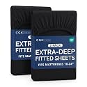 CGK Linens 2 Pack Extra Deep King Fitted Sheets - Black