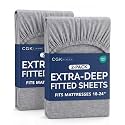 CGK Linens 2 Pack Extra Deep Full Fitted Sheets - Heathered Grey