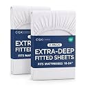 CGK Linens 2 Pack Extra Deep Full Fitted Sheets - White