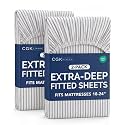 CGK Linens 2 Pack Extra Deep Queen Fitted Sheets - Grey Stripes