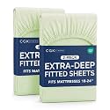 CGK Linens 2 Pack Extra Deep Queen Fitted Sheets - Light Sage Green