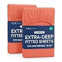 CGK Linens 2 Pack Extra Deep Full Fitted Sheets - Coral