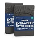 CGK Linens 2 Pack Extra Deep Twin XL Fitted Sheets - Charcoal
