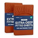 CGK Linens 2 Pack Extra Deep Twin XL Fitted Sheets - Terracotta