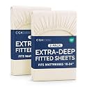 CGK Linens 2 Pack Extra Deep Cal King Fitted Sheets - Off White